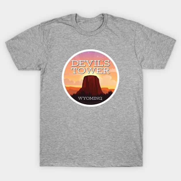 Devils Tower Wyoming Sunset T-Shirt by sentinelsupplyco